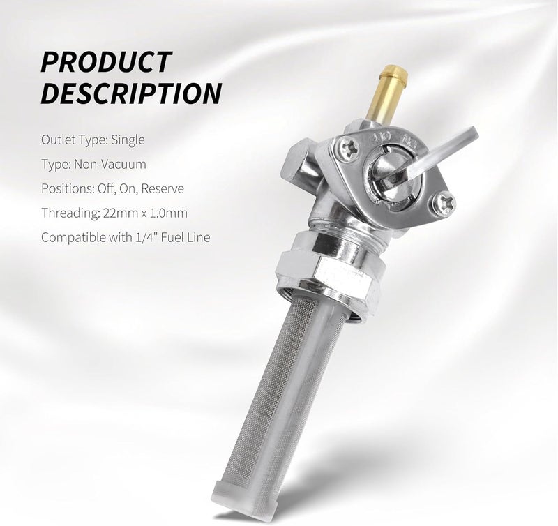 OXCANO Gas Tank Fuel Petcock Valve Compatible With Dyna Electra Glide Fatboy Heritage Softail Springer Heritage Springer Low Rider Road King Sportster 1200 883 Tour Glide 22MM Shut Off Petcock Valve - Image 4